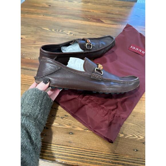 Gucci Leather Bamboo Horsebit Loafers Size 10.5